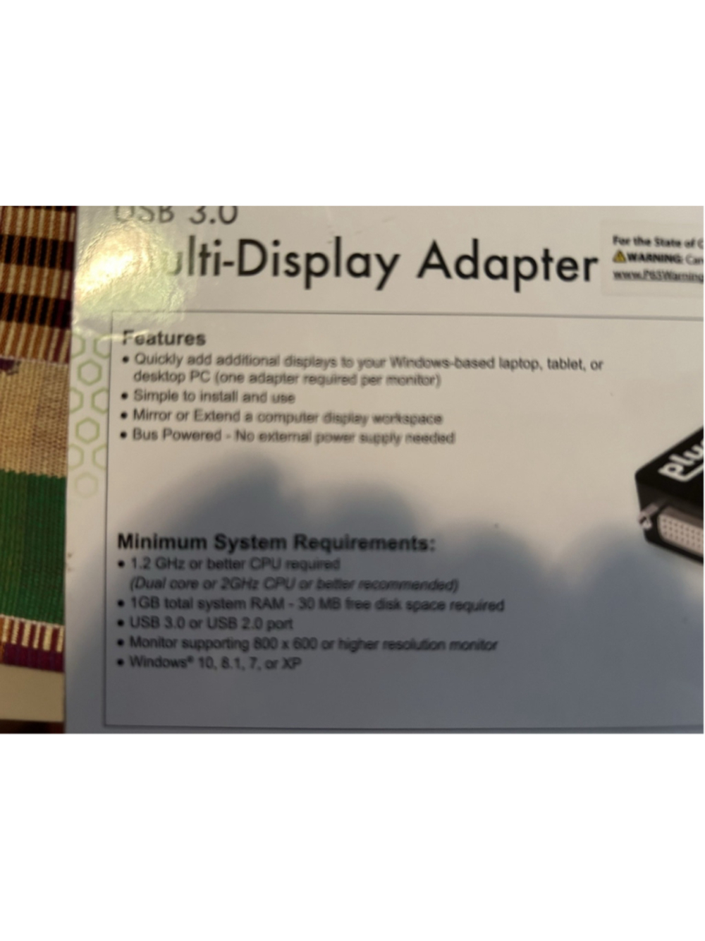 Plugable USB 3.0 Multi-Display Adapter Bus Powered Mirror/Extend Computer Dsplay - Picture 6 of 8